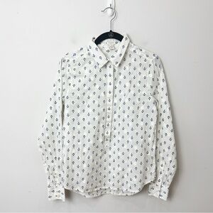 Jcrew Anchor Dot Popover Shirt atop White Blue Nautical Summer Boat Beach Vacay